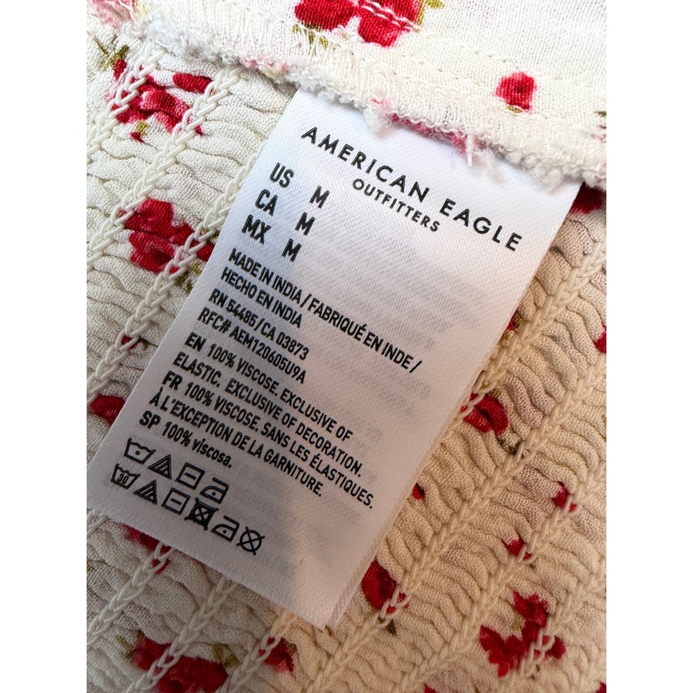 American Eagle Floral Blouse Medium Y2K 90s Cottage Lace NWT Top Coquette Shirt - Picture 6 of 12